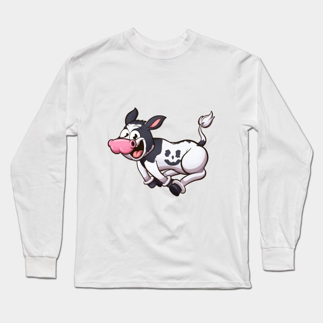 Running Cute Cartoon Calf Long Sleeve T-Shirt by TheMaskedTooner